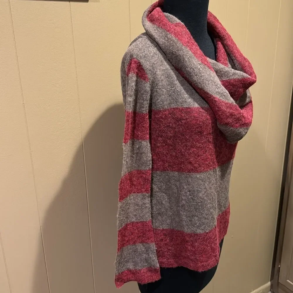 Free People super soft alpaca blend Lulu Rugby cowl neck slouch stripe sweater